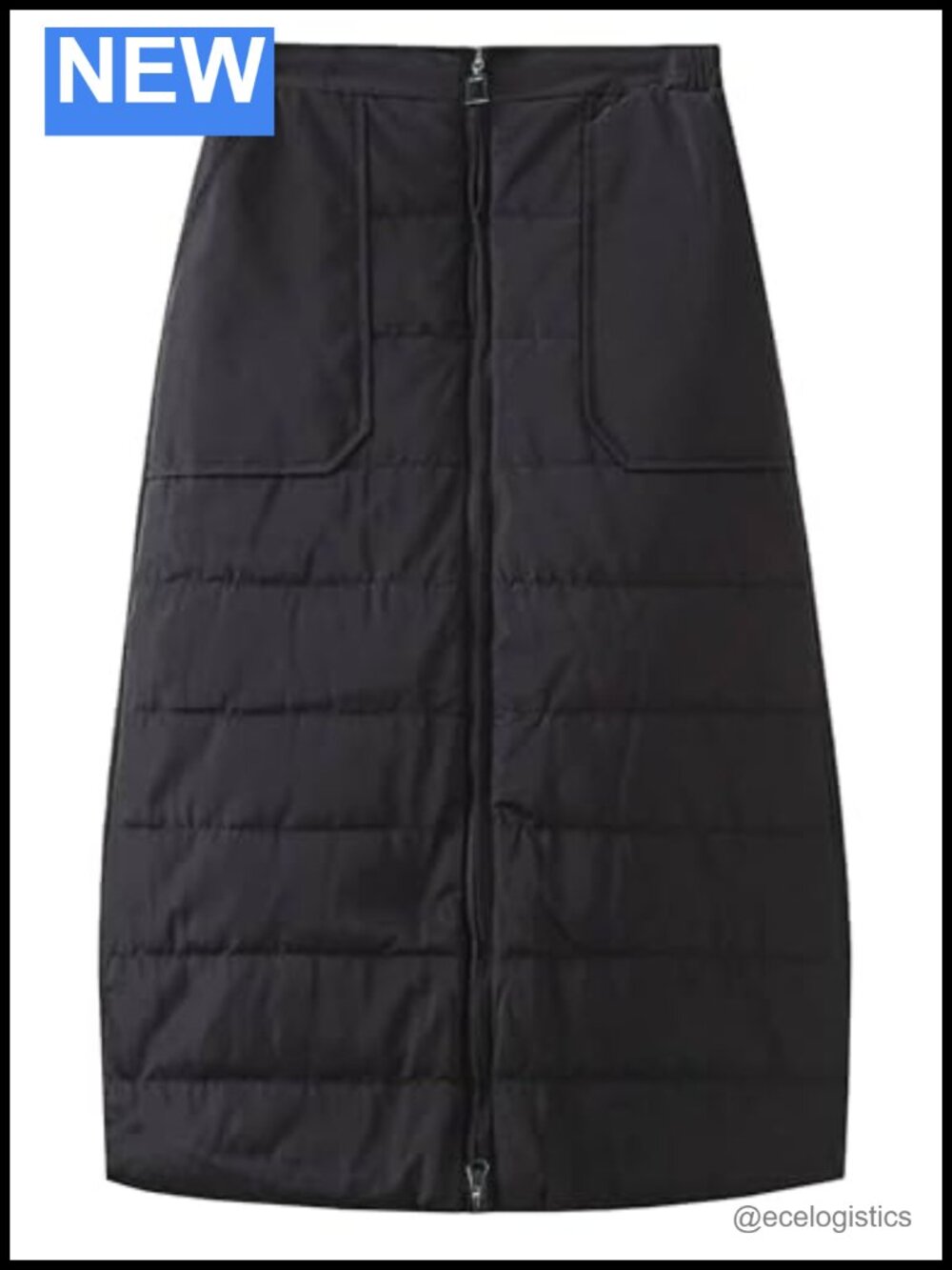 Womens Quilted Puffer Midi Skirt Insulated Winter A-Line High Rise